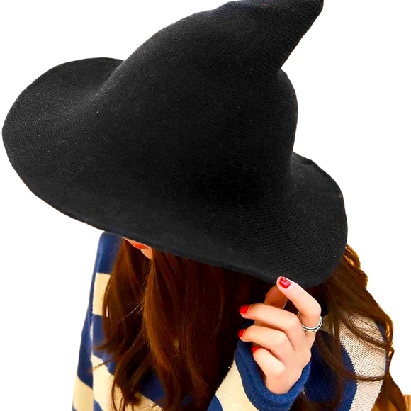 Foldable Wool Knit Witch Hat for Halloween, Costume party and Daily - Picture 1 of 5